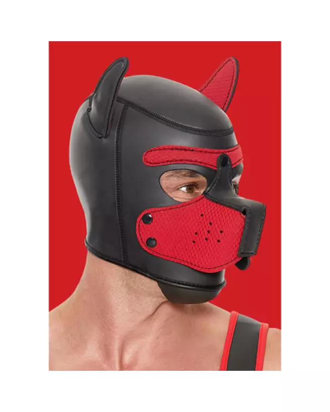Masque néoprène rouge pour chiot de Ouch! en Pet Play-1