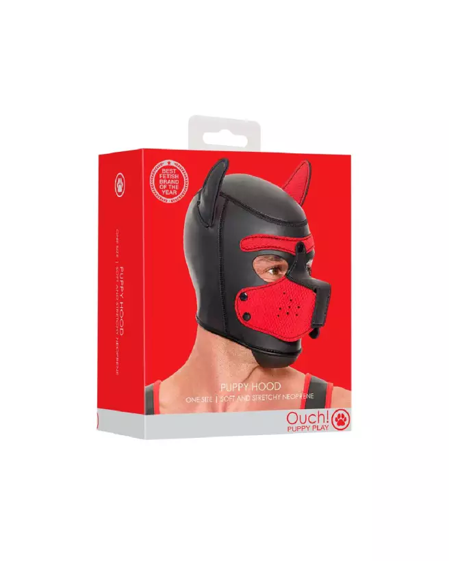 Masque néoprène rouge pour chiot de Ouch! en Pet Play-2