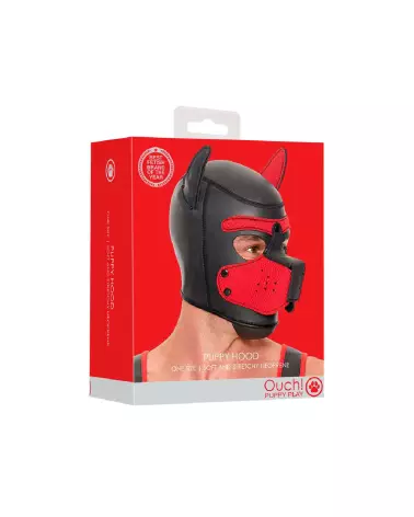 Masque néoprène rouge pour chiot de Ouch! en Pet Play-2