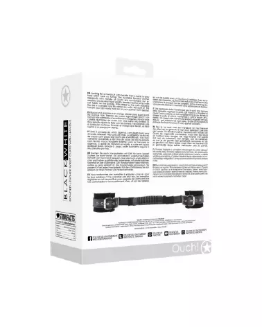 Menottes en cuir bondé Ouch! by Shots avec poignée pour jeux BDSM-3