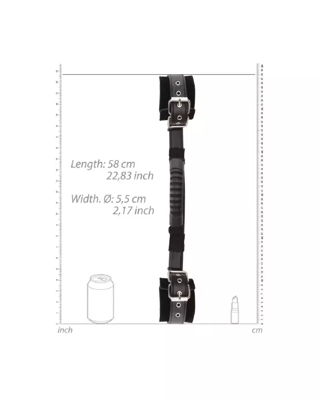 Menottes en cuir bondé Ouch! by Shots avec poignée pour jeux BDSM-7