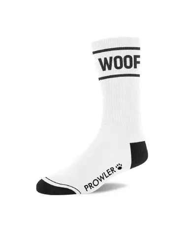 Chaussettes WOOF blanches et noires en coton pour style et confort-2