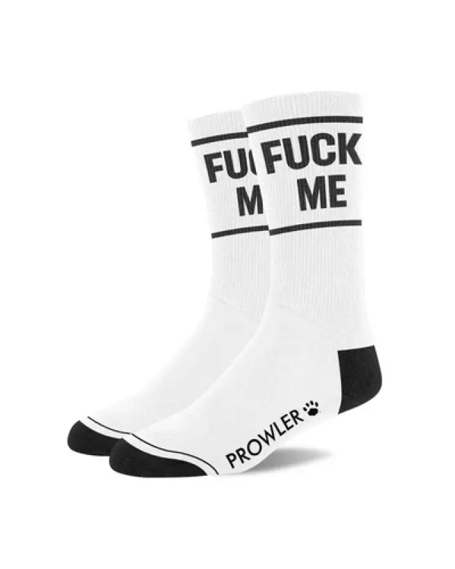 Image des chaussettes Fuck Me blanches et noires de Prowler Red-1
