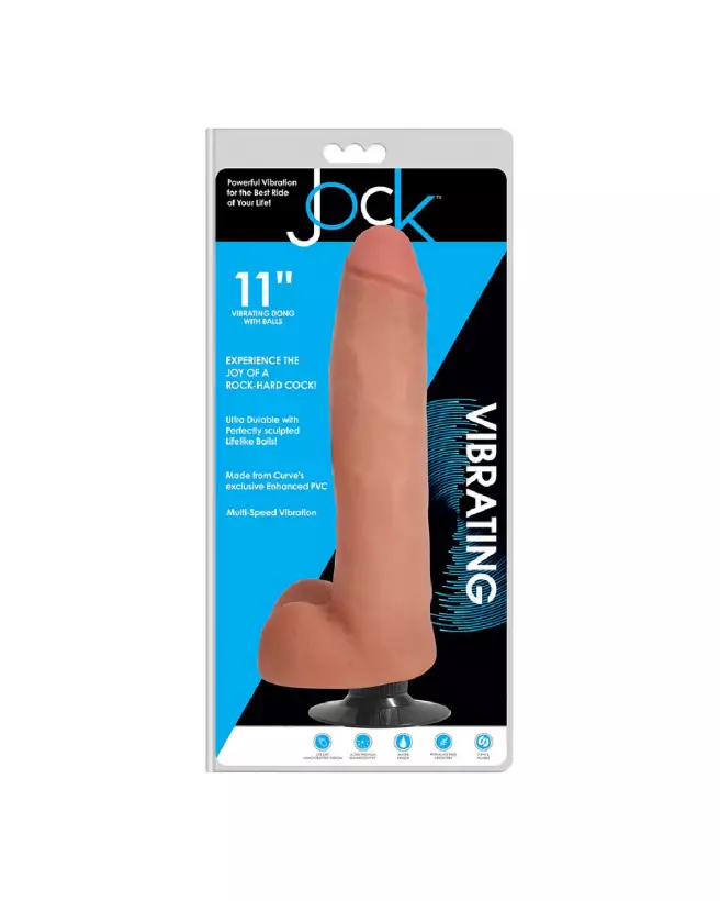 Image du Vibrating Dildo with Balls 11 Inch de Curve Toys, sextoy réaliste et vibrant-2