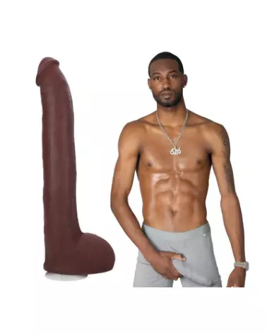 Dildo réaliste Hollywood Cash ULTRASKYN 29 cm couleur chocolat par Doc Johnson-1