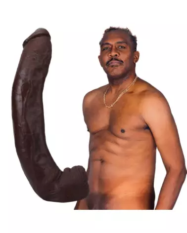 Image du Dildo Dredd ULTRASKYN 34 cm par Doc Johnson en teinte chocolat, texture réaliste-1