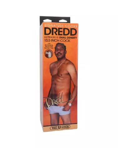 Image du Dildo Dredd ULTRASKYN 34 cm par Doc Johnson en teinte chocolat, texture réaliste-2