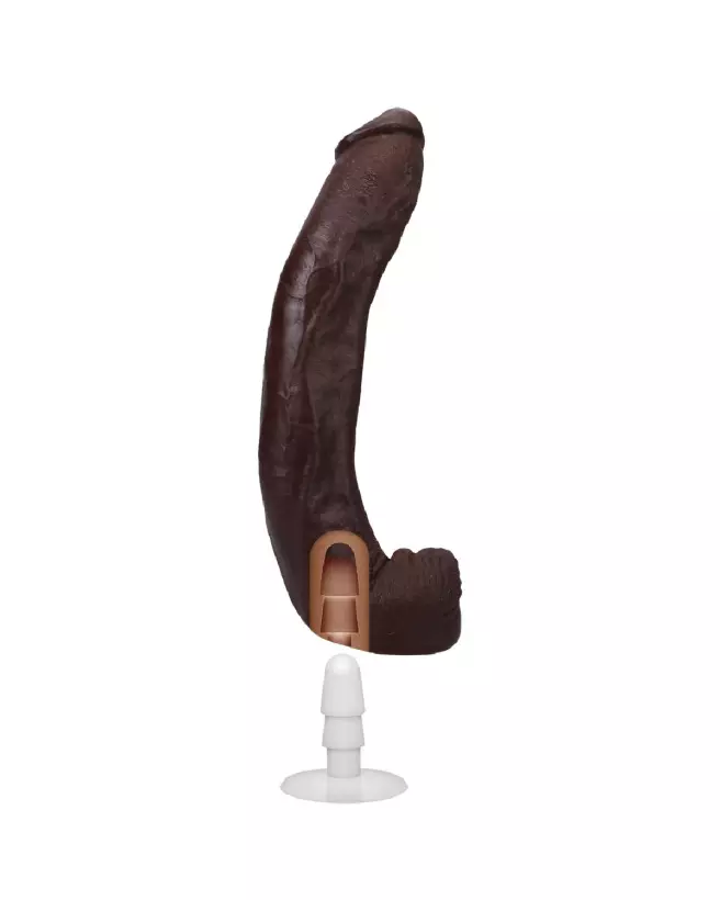 Image du Dildo Dredd ULTRASKYN 34 cm par Doc Johnson en teinte chocolat, texture réaliste-4