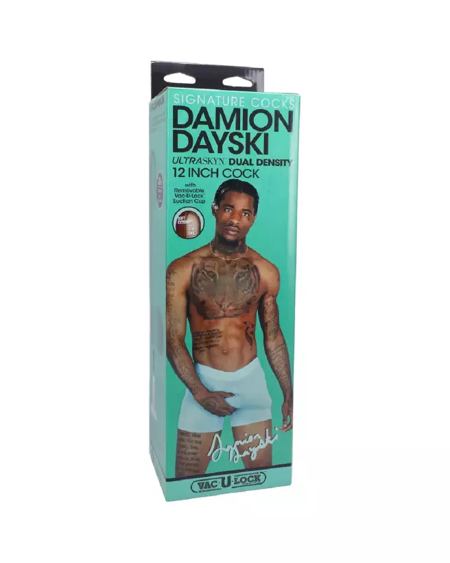 Image du Damion Dayski ULTRASKYN Dildo 30 cm de Doc Johnson, sextoy réaliste couleur chocolat-2