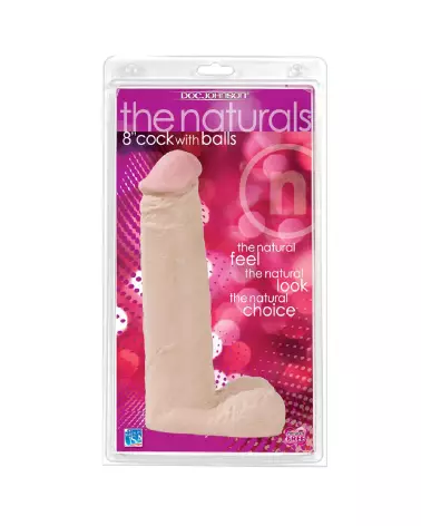 Photo de Dildo Réaliste 8 pouces Doc Johnson Blanc avec Testicules-2