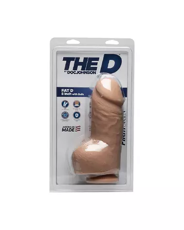 Photo du dildo réaliste Fat D FIRMSKYN de Doc Johnson avec testicules, 8 pouces/20 cm-3