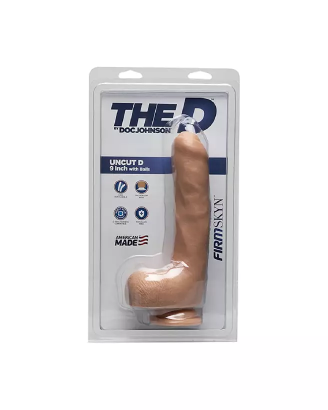 Dildo réaliste FIRMSKYN Uncut D de Doc Johnson avec ventouse et testicules-2