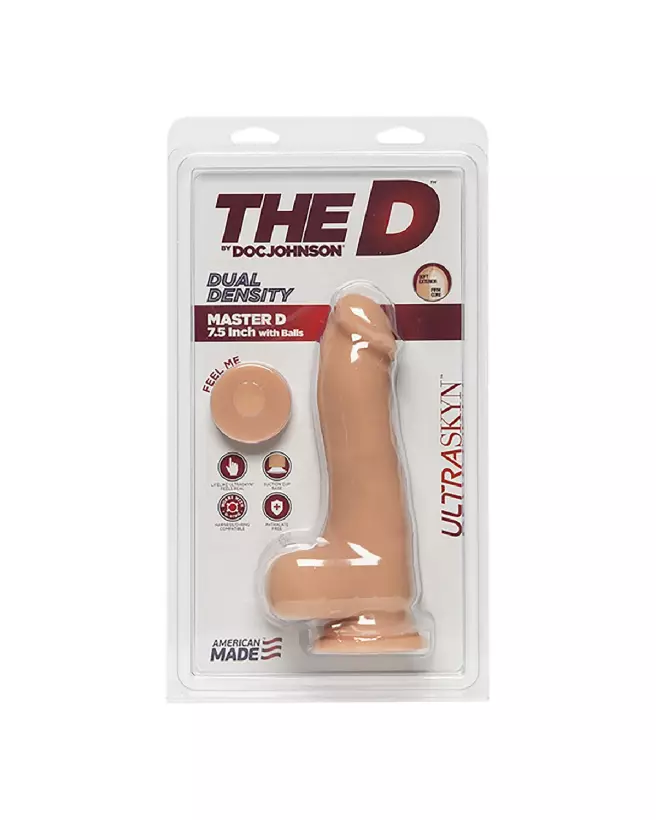 Image du dildo réaliste Master D FIRMSKYN de Doc Johnson avec testicules, 18 cm-2
