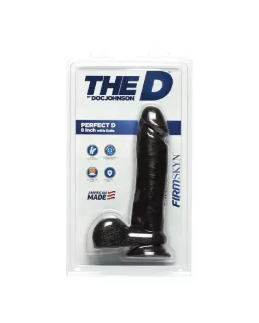 Dildo réaliste Perfect D de Doc Johnson avec testicules, texture FIRMSKYN, 20 cm-2