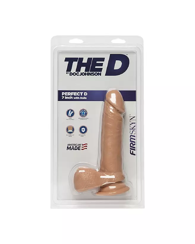 Dildo réaliste Perfect D Doc Johnson en FIRMSKYN avec testicules 18 cm-3