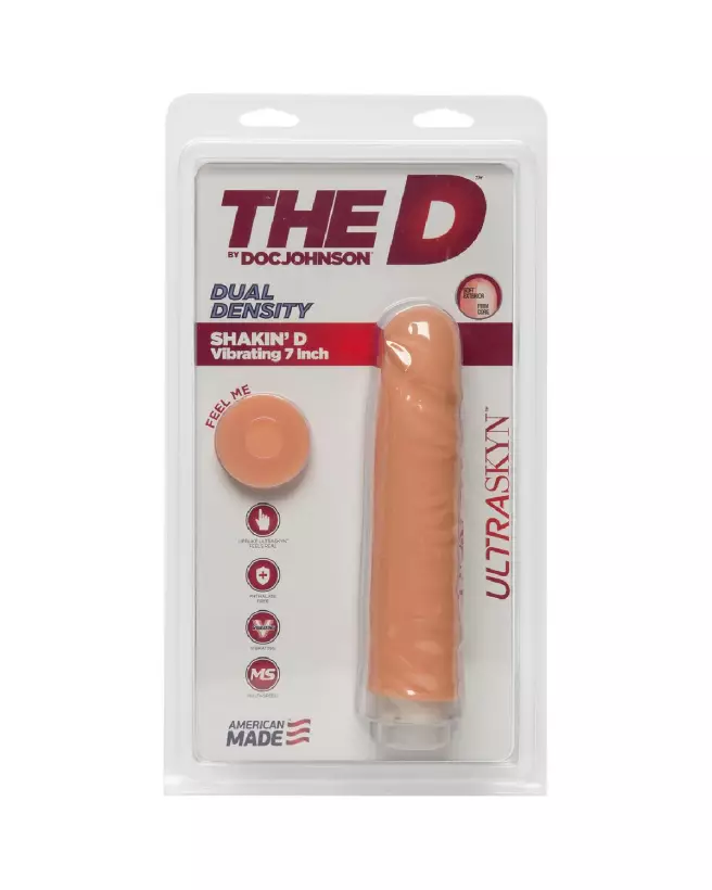 Doc Johnson Shakin D Vibrating Realistic ULTRASKYN Dildo 7 Inch-3