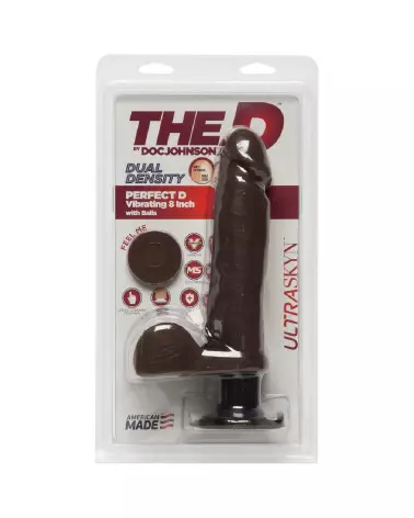 Dildo réaliste ULTRASKYN Perfect D vibrant avec testicules de Doc Johnson-2