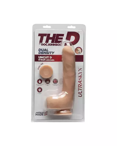 Dildo réaliste Uncut D Doc Johnson avec testicules en ULTRASKYN, 22 cm-3
