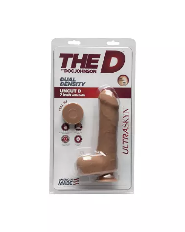 Dildo réaliste Uncut D Doc Johnson avec testicules en ULTRASKYN, 18 cm-3