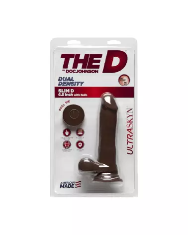 Image du dildo réaliste Slim D avec testicules de Doc Johnson en ULTRASKYN de 6 pouces-3