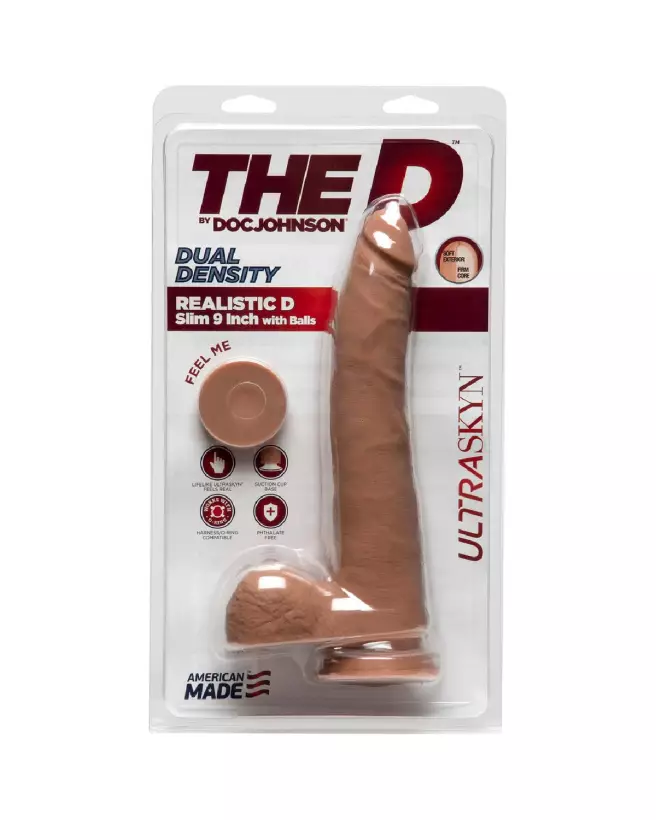 Dildo réaliste ULTRASKYN D Slim avec testicules de Doc Johnson-2