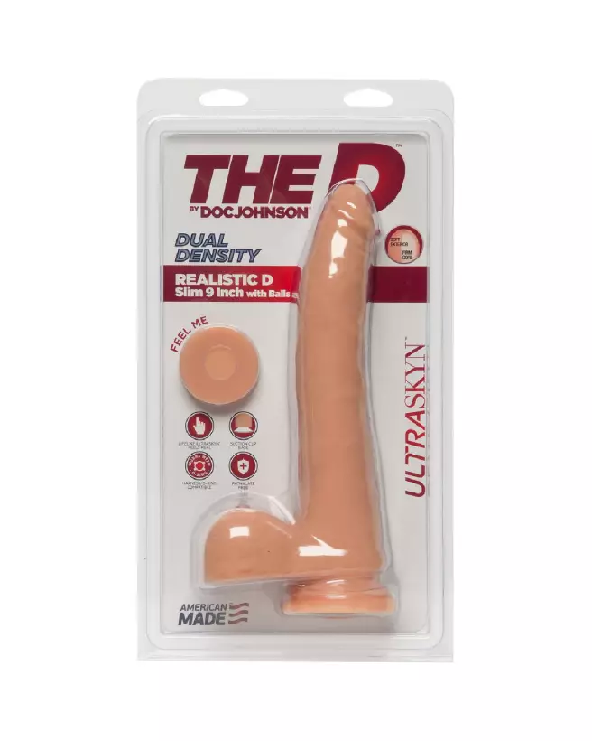 Dildo réaliste ULTRASKYN D Slim avec testicules de Doc Johnson-2