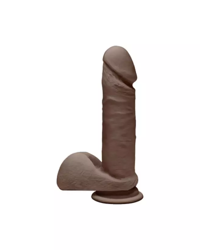 Image du Dildo Perfect D ULTRASKYN de Doc Johnson, réaliste avec couleur chocolat et testicules-1