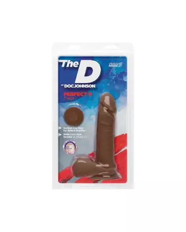 Image du Dildo Perfect D ULTRASKYN de Doc Johnson, réaliste avec couleur chocolat et testicules-2