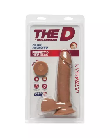 Dildo réaliste Perfect D Doc Johnson en ULTRASKYN avec testicules, 18 cm-3