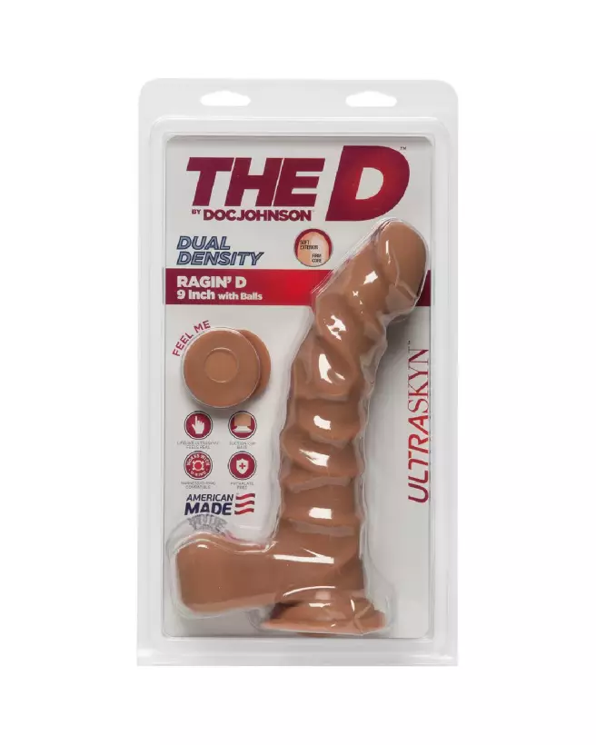 Dildo réaliste Ragin' D ULTRASKYN avec testicules par Doc Johnson-2