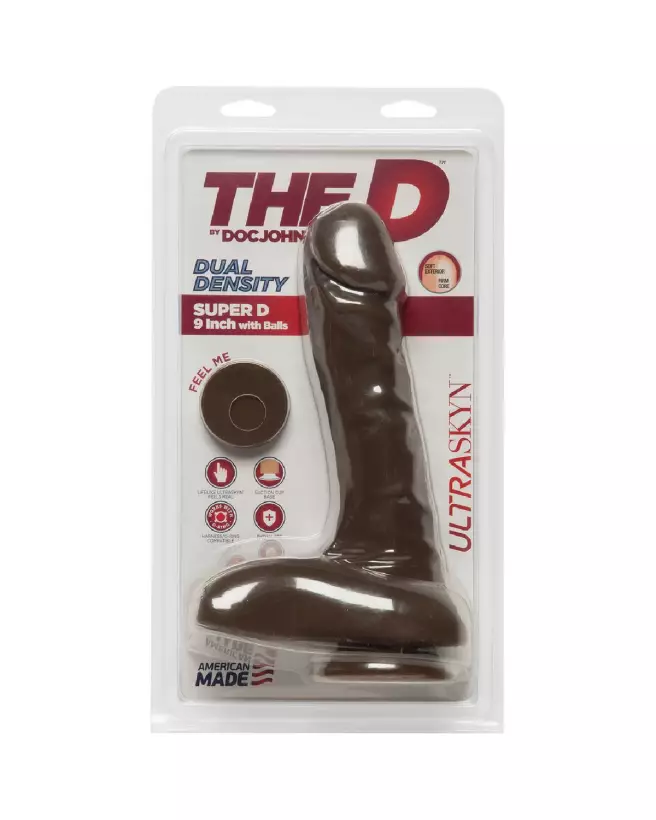 Dildo réaliste ULTRASKYN Super D avec testicules de Doc Johnson 9 pouces 22 cm-2