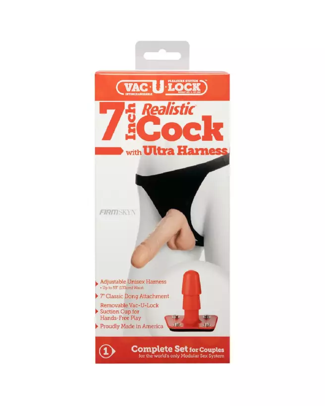 Gode réaliste avec harnais Ultra 7 18 cm vanille de Doc Johnson-3