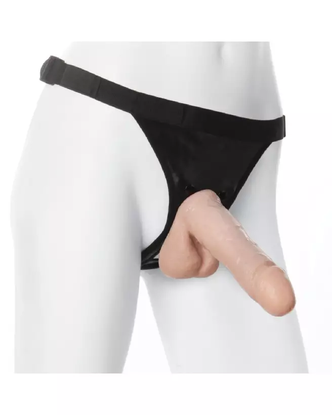 Gode réaliste avec harnais Ultra 7 18 cm vanille de Doc Johnson-6