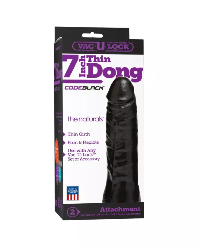 Image du Thin Dildo CodeBlack 18 cm par Doc Johnson, sextoy réaliste et détaillé-3