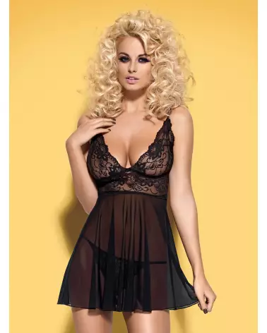 Imperia Babydoll Noir Obsessive, Lingerie Élégante et Sensuelle-2