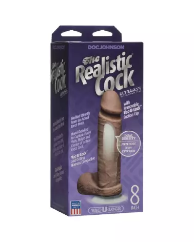 Realistic Cock with Balls 8 pouces ULTRASKYN caramel avec suction cup Vac-U-Lock de Doc Johnson-3