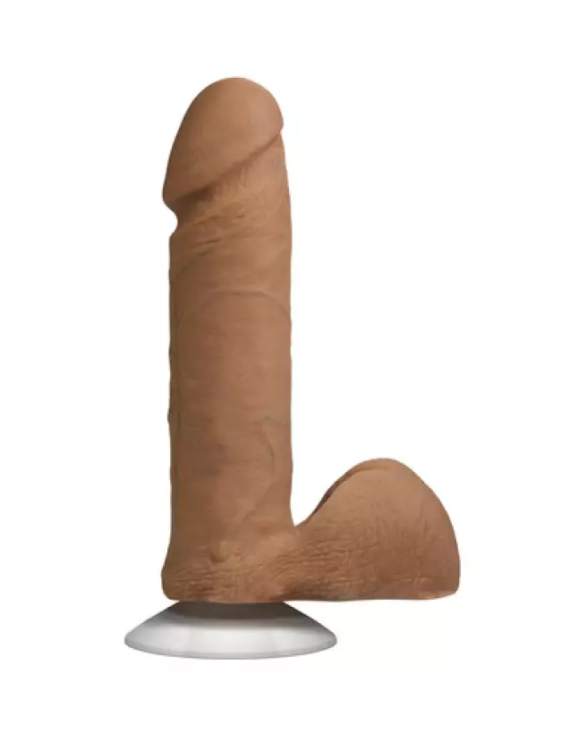 Sextoy réaliste Doc Johnson Realistic Cock with Balls en ULTRASKYN avec ventouse Vac-U-Lock couleur caramel-1