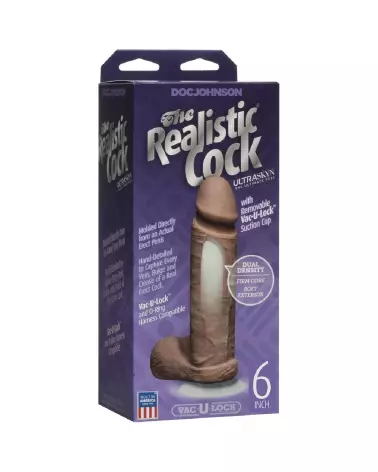 Sextoy réaliste Doc Johnson Realistic Cock with Balls en ULTRASKYN avec ventouse Vac-U-Lock couleur caramel-2