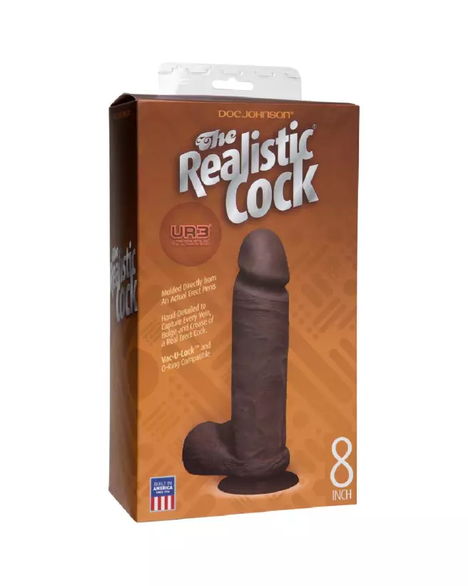 Realistic Cock with Balls ULTRASKYN 20cm Chocolate de Doc Johnson avec Ventouse Vac-U-Lock-2