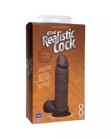Realistic Cock with Balls ULTRASKYN 20cm Chocolate de Doc Johnson avec Ventouse Vac-U-Lock-2