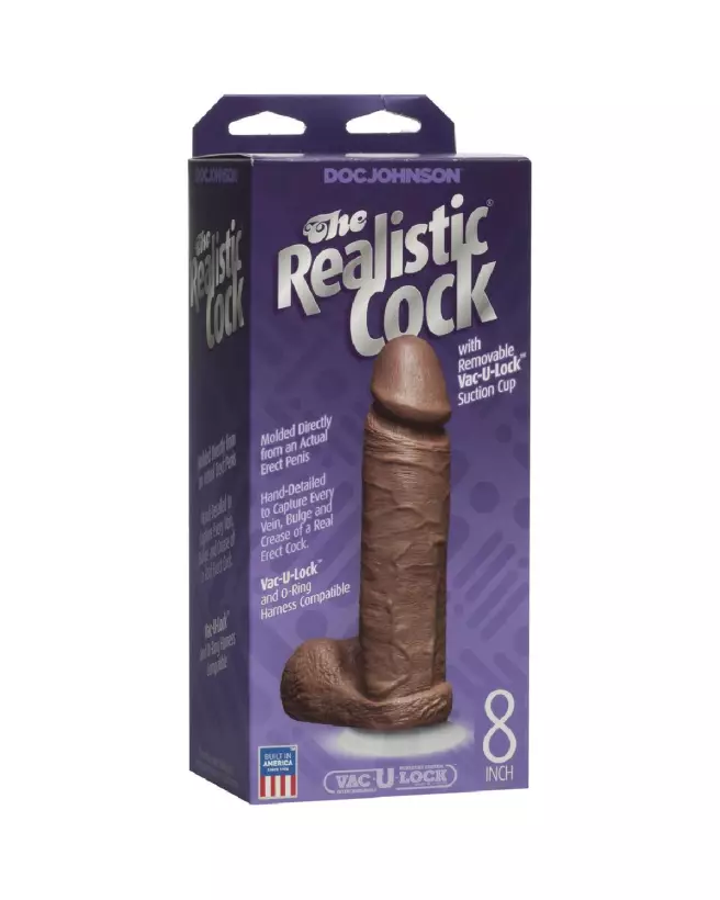 Realistic Cock with Balls de Doc Johnson en caramel avec ventouse Vac-U-Lock-2