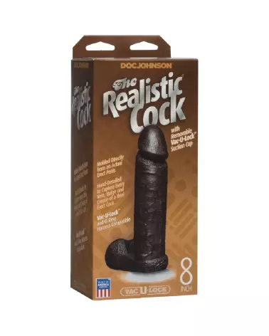 Realistic Cock with Balls 20 cm couleur chocolat avec ventouse Vac-U-Lock de Doc Johnson-3