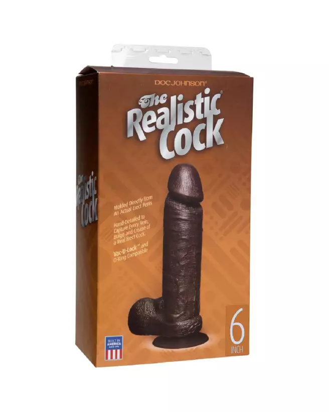 Image du Realistic Cock with Balls chocolat de Doc Johnson avec ventouse Vac-U-Lock-2