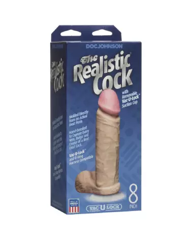 Realistic Cock with Balls 8 inch Doc Johnson Vanilla Suction Cup-2