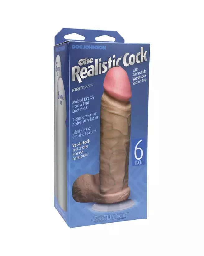 Realistic Cock with Balls 6 inch Vanilla Doc Johnson with Vac-U-Lock Suction Cup-3