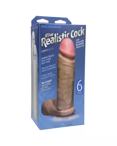 Realistic Cock with Balls 6 inch Vanilla Doc Johnson with Vac-U-Lock Suction Cup-3