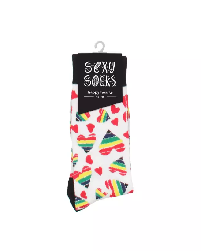 Chaussettes Happy Hearts de Sexy Socks by Shots, tailles US 8-12 / EU 42-46, style et confort-2