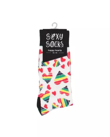 Chaussettes Happy Hearts de Sexy Socks by Shots, tailles US 8-12 / EU 42-46, style et confort-2