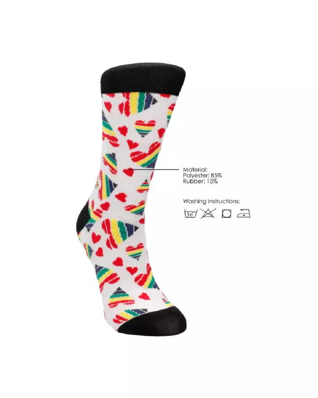 Chaussettes Happy Hearts de Sexy Socks by Shots, tailles US 8-12 / EU 42-46, style et confort-7