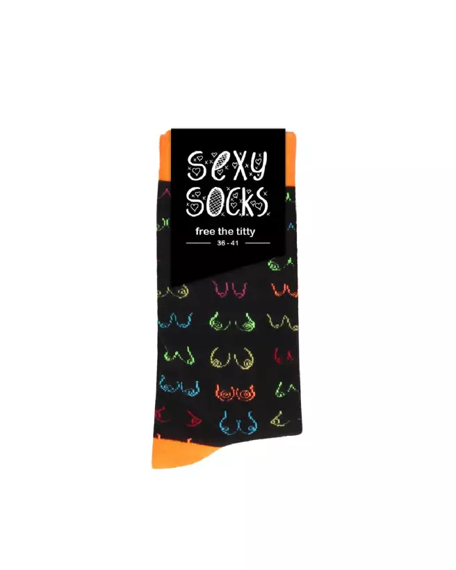 Chaussettes Free the Tity de Sexy Socks by Shots, tailles US 2-7.5 EU 36-41, design audacieux-2